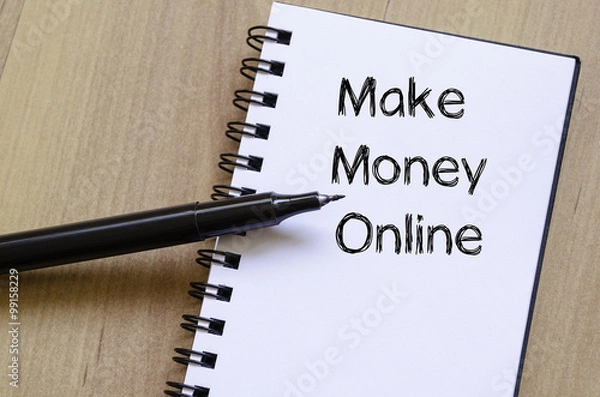 Obraz Make money online write on notebook