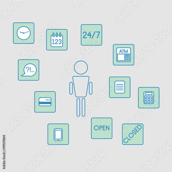 Fototapeta set of infographics: man banking icons, isolated vector