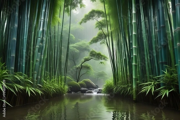 Obraz green bamboo forest