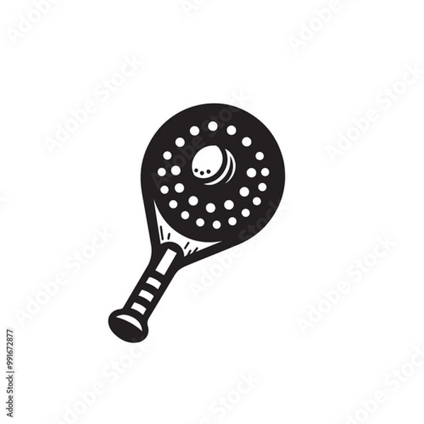Fototapeta Pickleball paddle silhouette. Rackets silhouette. Pickleball paddle vector logo, icon.