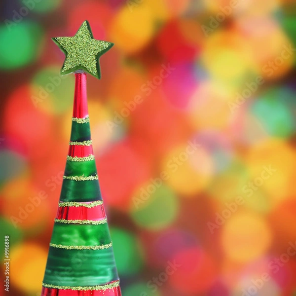Obraz Christmas tree ornament on defocused Christmas lights