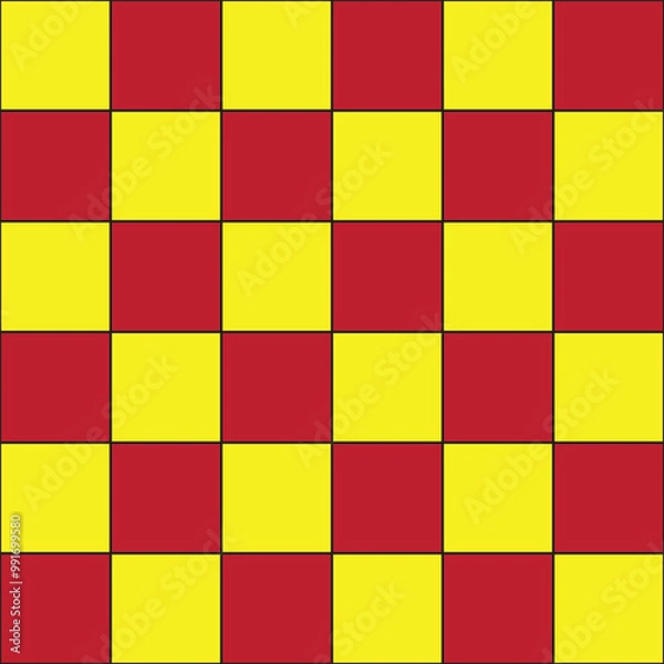 Fototapeta A red and yellow checkered pattern of a red and yellow checkered fabric