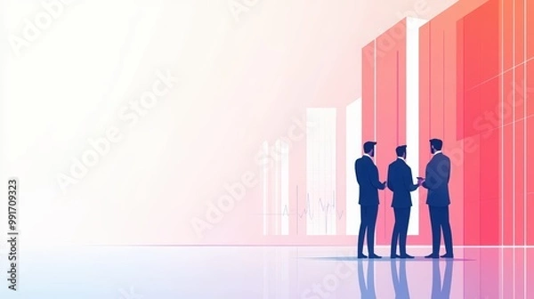 Obraz Professional business meeting in a modern cityscape.