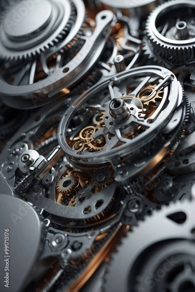 Obraz Abstract Time Background with Mechanical Design, Clearly Showcasing Complex Mechanisms