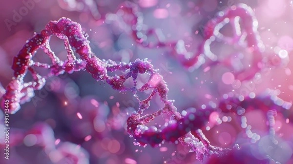 Obraz Abstract Pink DNA Double Helix Structure