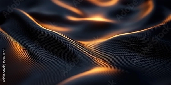 Obraz Carbon fiber texture on a dark background with soft lighting and shadows, abstract modern design for tech or industrial use.