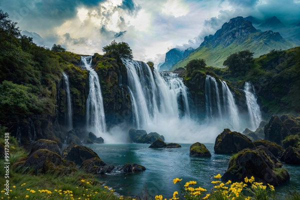Obraz waterfall in the mountains