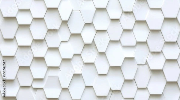 Fototapeta Abstract White Hexagon Pattern Background