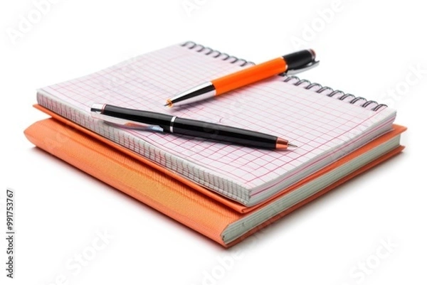 Fototapeta A notebook with a pen placed on top, ideal for office or study scenes