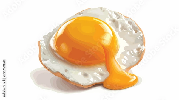 Obraz Fried Egg 3D Icon Isolated on White Background