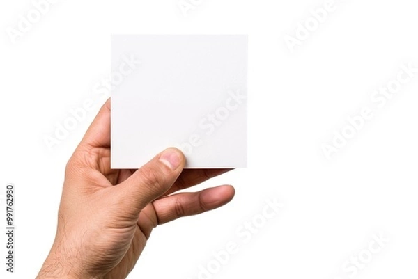 Fototapeta A person holding a white card, great for presentations, ceremonies or any occasion