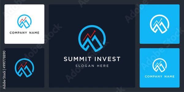 Fototapeta Vector of summit investment, logo and icon design template available, can be used in various media easily, editable