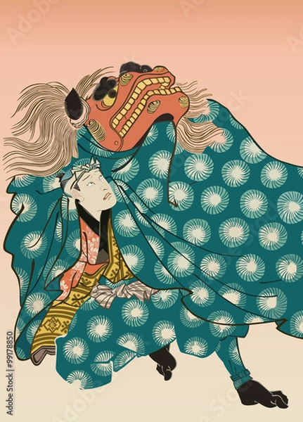 Fototapeta eps Vector image:Lion Dance