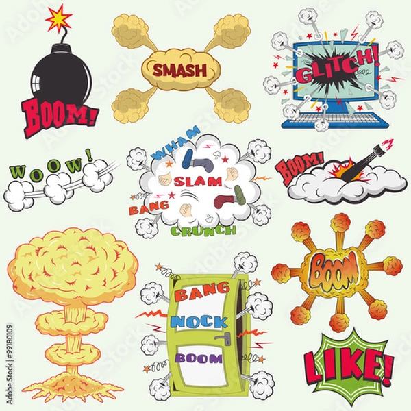 Fototapeta Set of Retro Comic Book Vector Design elements