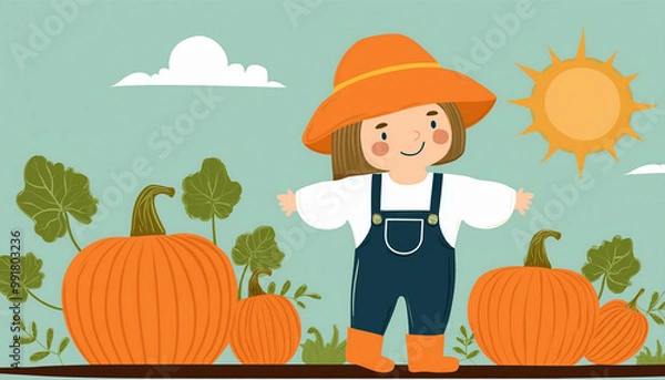 Obraz child with pumpkin