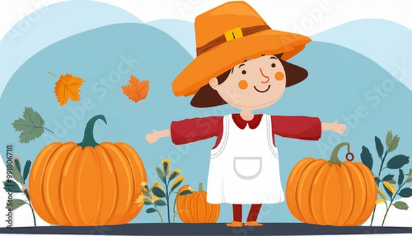 Obraz scarecrow and pumpkin