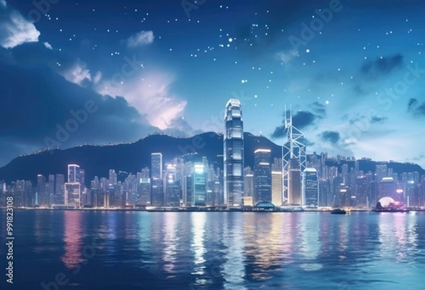 Obraz Hong Kong Skyline at Night: A Captivating Cityscape