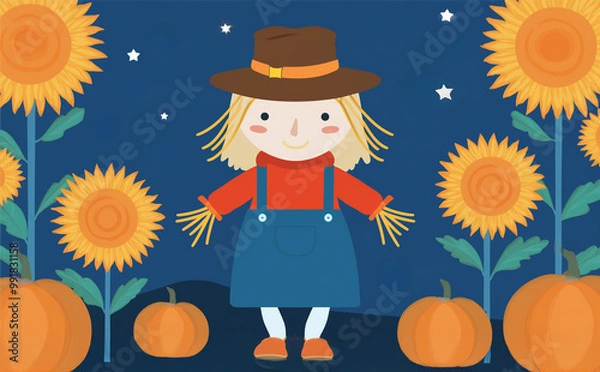 Obraz child with pumpkin