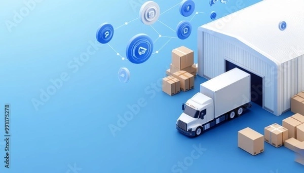 Obraz Isometric Industrial Warehouse Illustration