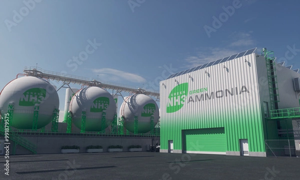 Obraz Green ammonia production infrastructure. Realistic 3D render.