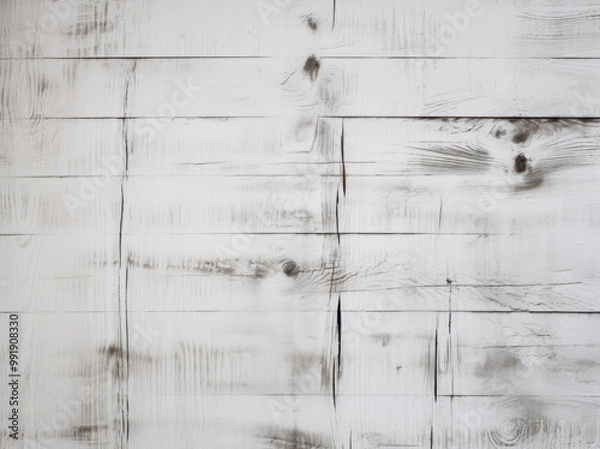 Fototapeta White Washed Wood Planks: Rustic Texture Background