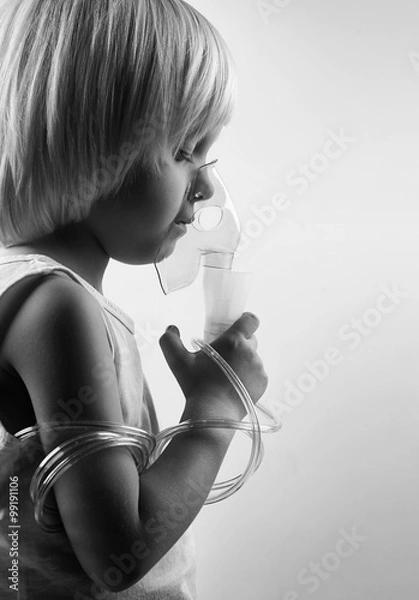 Obraz diseased child - inhaler
