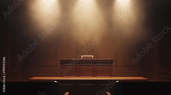 Obraz brown witness stand in a courtroom
