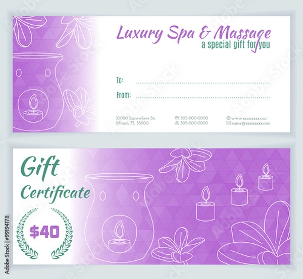 Obraz Spa, massage gift certificate template