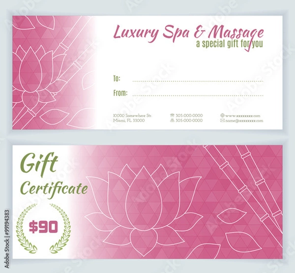 Obraz Spa, massage gift certificate template