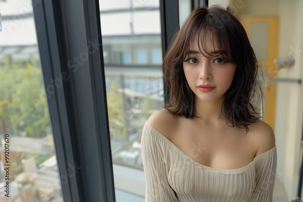 Fototapeta 大人女子向け清楚系ミディアムヘア