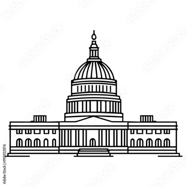 Fototapeta congress icon or modern line symbol. Vector line art and icon design with bold outline. Black and white Pixel Perfect minimalistic symbol isolated white background. Silhouette simple thin sign