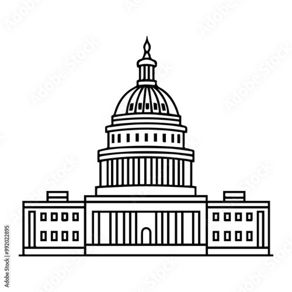 Fototapeta congress icon or modern line symbol. Vector line art and icon design with bold outline. Black and white Pixel Perfect minimalistic symbol isolated white background. Silhouette simple thin sign