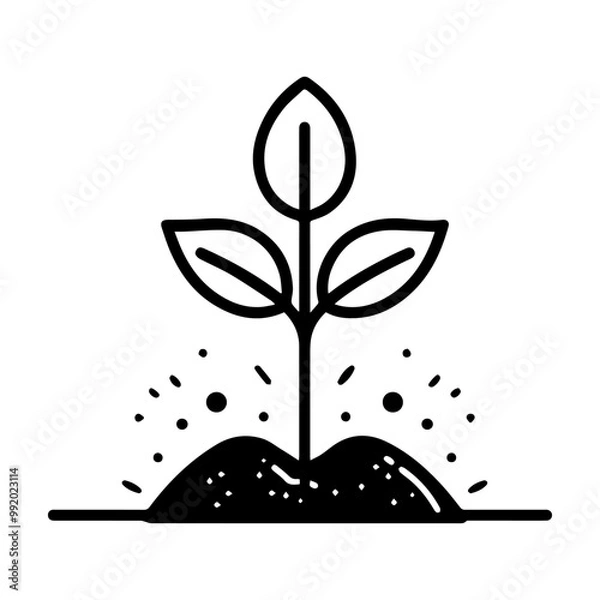 Fototapeta soil icon or modern line symbol. Vector line art and icon design with bold outline. Black and white Pixel Perfect minimalistic symbol isolated white background. Silhouette simple thin sign