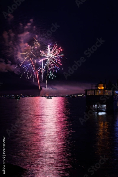 Fototapeta Watching Fireworks Display From Aboard Boats in Lake - 4304