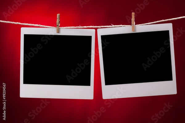 Fototapeta blank photo frames on red background