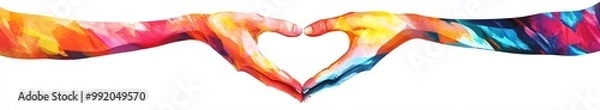 Obraz Colorful hand silhouette forming a heart, diversity equity inclusion