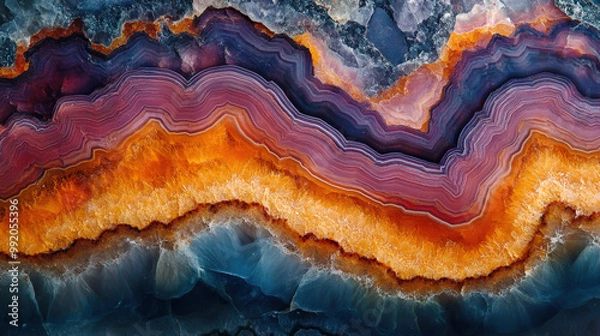 Fototapeta colourful, layered patterns of a geode slice