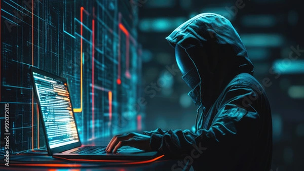 Fototapeta Illustration of a Person Hacking a Network: A Glimpse into Cybersecurity