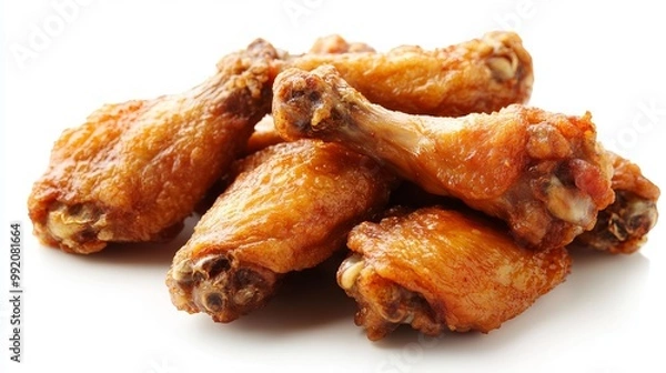 Fototapeta Crispy Chinese chicken wings on a white background