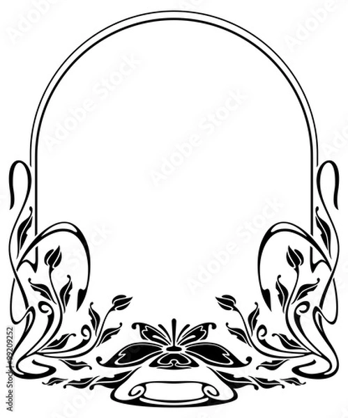 Obraz Round silhouette frame in art nouveau style