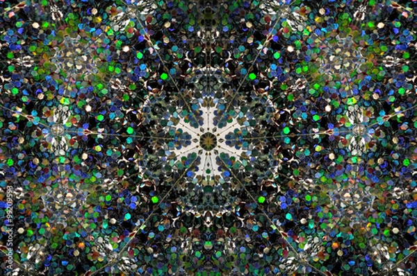Obraz Abstract Background kaleidoscope effect polygon circle ornament.
