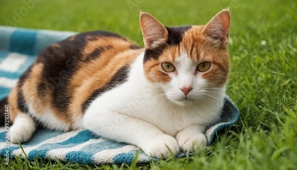 Fototapeta cat on grass