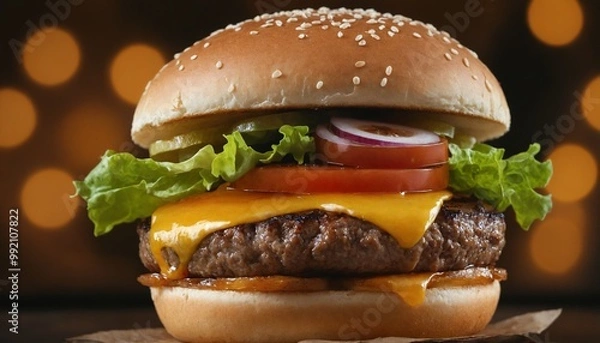 Fototapeta hamburger with fries