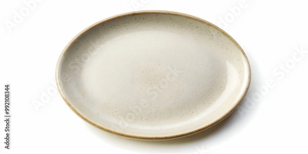 Fototapeta Empty round ceramic plate isolated on white background, top view, plate, ceramic, white, background, empty, round, isolated