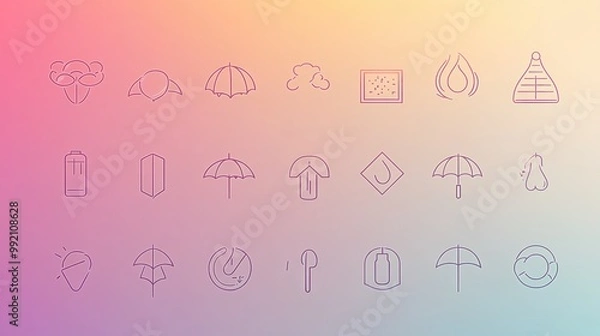 Fototapeta Minimalist Line Icons Set