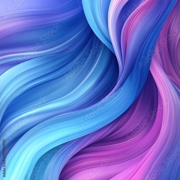 Fototapeta A high-resolution, minimalist abstract background featuring fluid waves of vibrant colors in shades of blue and purple.