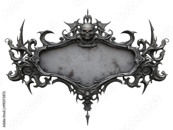 Obraz Gothic Skull-Themed Metal Banner Isolated on White
