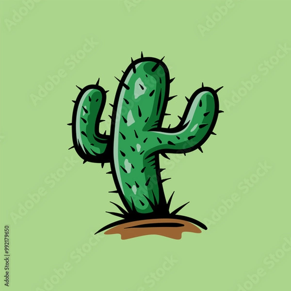 Fototapeta cactus nopal line art style sketch classic vintage design illustration