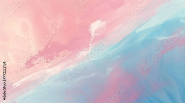 Fototapeta Abstract pastel gradient with gentle shades of blush pink and light blue, blending together for a tranquil visual effect