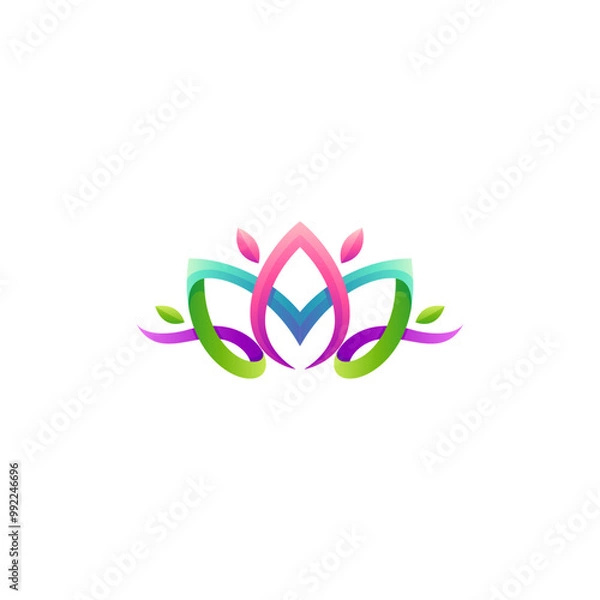 Fototapeta Lotus flower logo with colorful 3d design style